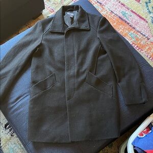 H&M Classic Black Wool Trench Coat, Sz 36R